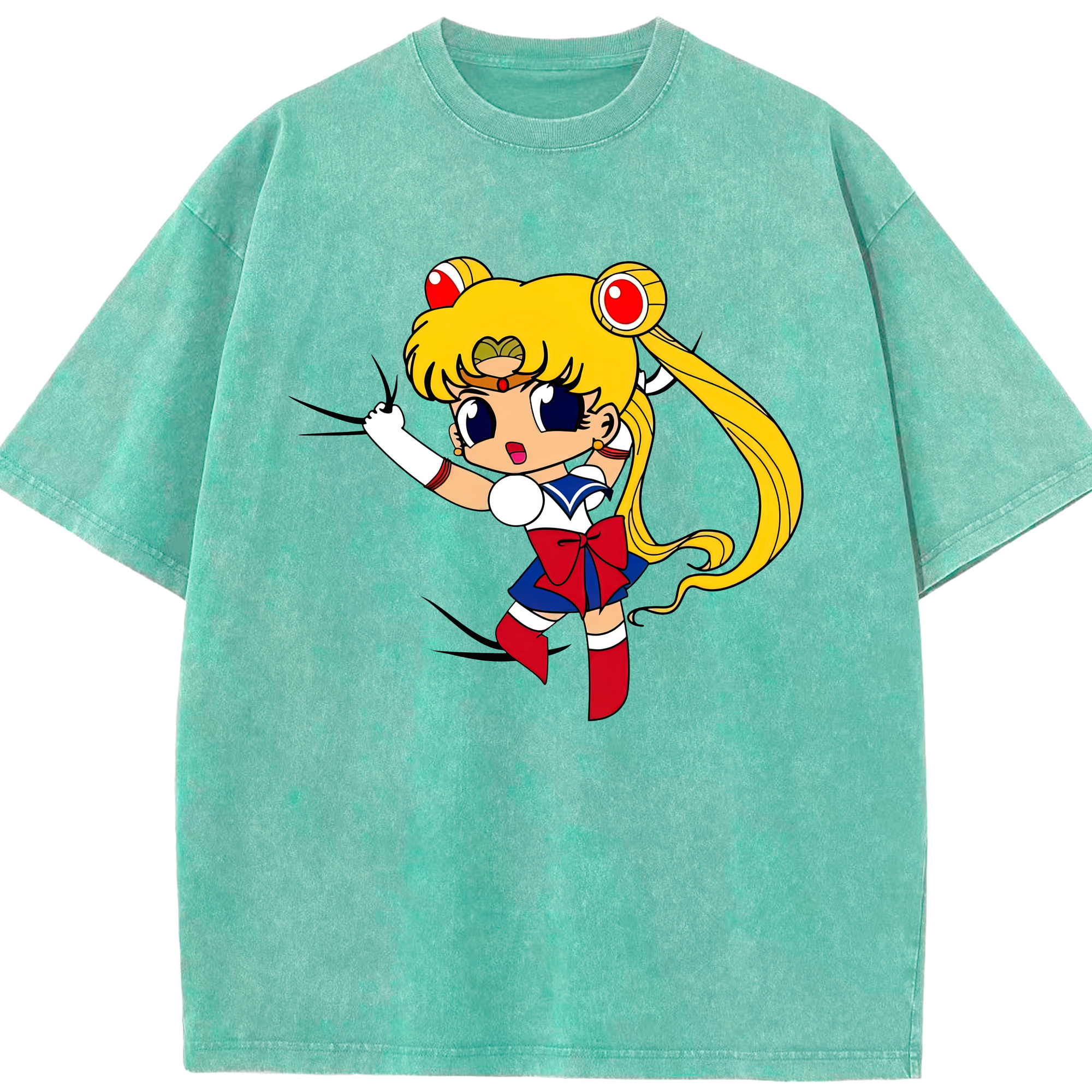 （画像用） 美少女戦士セーラームーン 月野 うさぎ つきの うさぎ Sailor Moon Tsukino Usagi 綿100% ヴィンテージ風 半袖Tシャツ（フロントプリント）